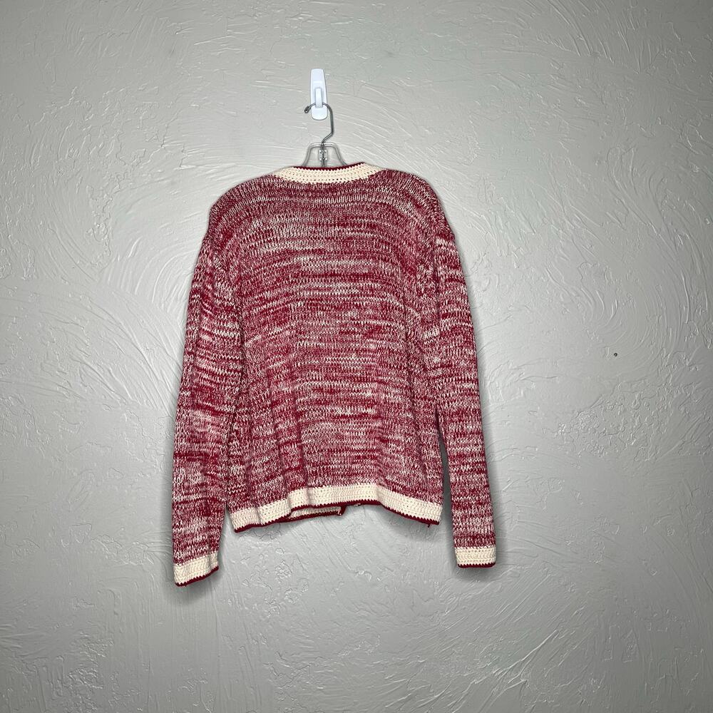 J Jill Womens XL Red Marled Zip Front Knit Cardigan Sweater - Picture 2 of 6
